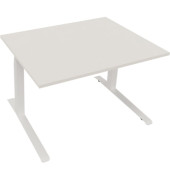 Sitz-Steh-Schreibtisch All in One, elektrisch höhenverstellbar, 64,5-127,5cm (H), 120x90cm (BxT), rechteckig, weiß / weiß