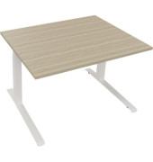 Sitz-Steh-Schreibtisch All in One, elektrisch höhenverstellbar, 64,5-127,5cm (H), 120x90cm (BxT), rechteckig, eiche natur / weiß