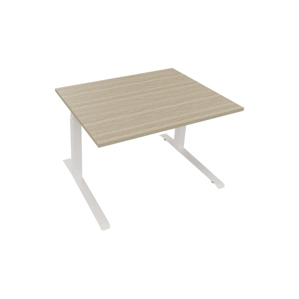 4003969083561 - Sitz-Steh-Schreibtisch All in One elektrisch höhenverstellbar 645-1275cm (H) 120x90cm (BxT) rechteckig eiche natur   weiß