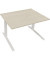 Sitz-Steh-Schreibtisch All in One, elektrisch höhenverstellbar, 64,5-127,5cm (H), 120x90cm (BxT), rechteckig, akazie hell / weiß