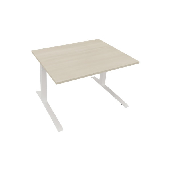 4003969083547 - Sitz-Steh-Schreibtisch All in One elektrisch höhenverstellbar 645-1275cm (H) 120x90cm (BxT) rechteckig akazie hell   weiß
