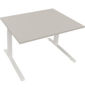 Sitz-Steh-Schreibtisch All in One, elektrisch höhenverstellbar, 64,5-127,5cm (H), 120x90cm (BxT), rechteckig, lichtgrau / weiß