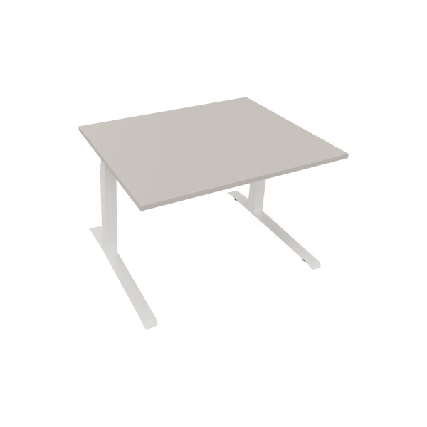 4003969083639 - Sitz-Steh-Schreibtisch All in One elektrisch höhenverstellbar 645-1275cm (H) 120x90cm (BxT) rechteckig lichtgrau   weiß 4