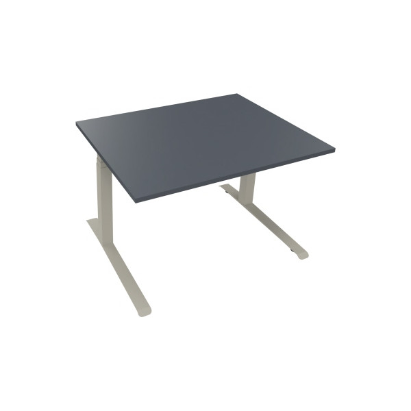 4003969083622 - Sitz-Steh-Schreibtisch All in One elektrisch höhenverstellbar 645-1275cm (H) 120x90cm (BxT) rechteckig lavagrau   weiß 40