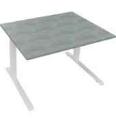 Sitz-Steh-Schreibtisch All in One, elektrisch h&ouml;henverstellbar, 64,5-127,5cm (H), 120x90cm (BxT), rechteckig, beton hell / wei&szlig;