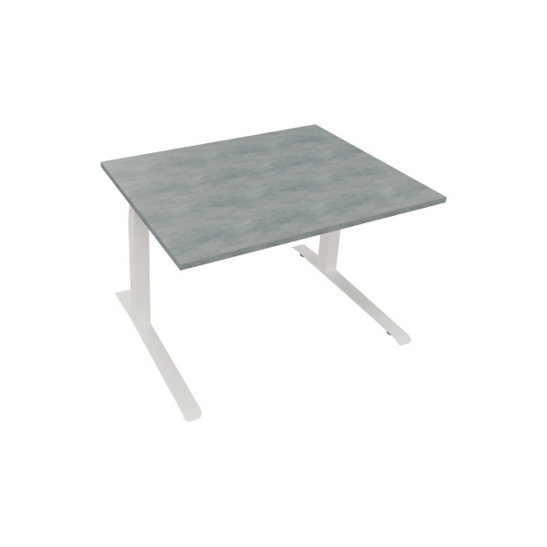 4003969083608 - Sitz-Steh-Schreibtisch All in One elektrisch höhenverstellbar 645-1275cm (H) 120x90cm (BxT) rechteckig beton hell   weiß 