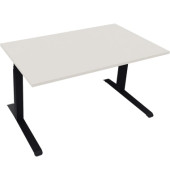 Sitz-Steh-Schreibtisch All in One, elektrisch höhenverstellbar, 64,5-127,5cm (H), 140x80cm (BxT), rechteckig, weiß / anthrazit metallic