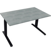 Sitz-Steh-Schreibtisch All in One, elektrisch höhenverstellbar, 64,5-127,5cm (H), 140x80cm (BxT), rechteckig, beton hell / anthrazit metallic