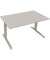 Sitz-Steh-Schreibtisch All in One, elektrisch höhenverstellbar, 64,5-127,5cm (H), 140x80cm (BxT), rechteckig, lichtgrau / silber