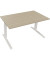 Sitz-Steh-Schreibtisch All in One, elektrisch höhenverstellbar, 64,5-127,5cm (H), 140x80cm (BxT), rechteckig, eiche natur / weiß