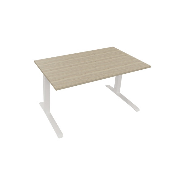 4003969085558 - Sitz-Steh-Schreibtisch All in One elektrisch höhenverstellbar 645-1275cm (H) 140x80cm (BxT) rechteckig eiche natur   weiß