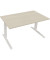 Sitz-Steh-Schreibtisch All in One, elektrisch höhenverstellbar, 64,5-127,5cm (H), 140x80cm (BxT), rechteckig, akazie hell / weiß
