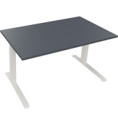 Sitz-Steh-Schreibtisch All in One, elektrisch höhenverstellbar, 64,5-127,5cm (H), 140x80cm (BxT), rechteckig, lavagrau / weiß