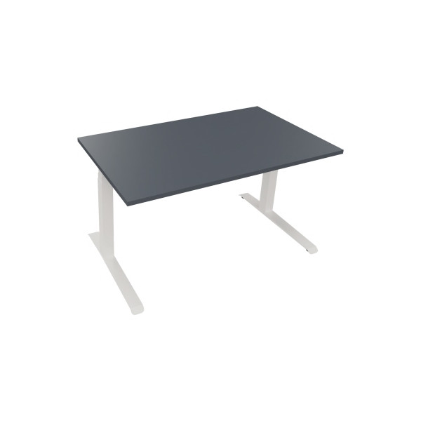 4003969085541 - Sitz-Steh-Schreibtisch All in One elektrisch höhenverstellbar 645-1275cm (H) 140x80cm (BxT) rechteckig lavagrau   weiß 40