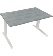 Sitz-Steh-Schreibtisch All in One, elektrisch höhenverstellbar, 64,5-127,5cm (H), 140x80cm (BxT), rechteckig, beton hell / weiß
