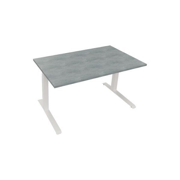 4003969085527 - Sitz-Steh-Schreibtisch All in One elektrisch höhenverstellbar 645-1275cm (H) 140x80cm (BxT) rechteckig beton hell   weiß 