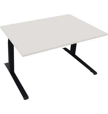 Sitz-Steh-Schreibtisch All in One, elektrisch höhenverstellbar, 64,5-127,5cm (H), 140x90cm (BxT), rechteckig, weiß / anthrazit m
