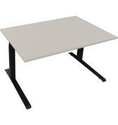 Sitz-Steh-Schreibtisch All in One, elektrisch höhenverstellbar, 64,5-127,5cm (H), 140x90cm (BxT), rechteckig, lichtgrau / anthrazit metallic