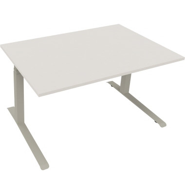 Sitz-Steh-Schreibtisch All in One, elektrisch höhenverstellbar, 64,5-127,5cm (H), 140x90cm (BxT), rechteckig, weiß / silberalumi Sitz-Steh-Schreibtisch All in One, elektrisch höhenverstellbar, 64,5-127,5cm (H), 140x90cm (BxT), rechteckig, weiß / silberalumi