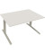 Sitz-Steh-Schreibtisch All in One, elektrisch höhenverstellbar, 64,5-127,5cm (H), 140x90cm (BxT), rechteckig, weiß / silberalumi