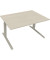 Sitz-Steh-Schreibtisch All in One, elektrisch höhenverstellbar, 64,5-127,5cm (H), 140x90cm (BxT), rechteckig, akazie hell / silb