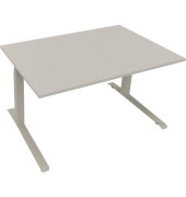 Sitz-Steh-Schreibtisch All in One, elektrisch höhenverstellbar, 64,5-127,5cm (H), 140x90cm (BxT), rechteckig, lichtgrau / silberaluminium