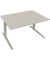Sitz-Steh-Schreibtisch All in One, elektrisch höhenverstellbar, 64,5-127,5cm (H), 140x90cm (BxT), rechteckig, lichtgrau / silber