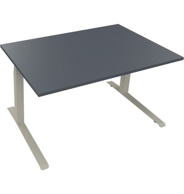 Sitz-Steh-Schreibtisch All in One, elektrisch höhenverstellbar, 64,5-127,5cm (H), 140x90cm (BxT), rechteckig, lavagrau / silbera Sitz-Steh-Schreibtisch All in One, elektrisch höhenverstellbar, 64,5-127,5cm (H), 140x90cm (BxT), rechteckig, lavagrau / silbera