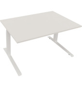Sitz-Steh-Schreibtisch All in One, elektrisch höhenverstellbar, 64,5-127,5cm (H), 140x90cm (BxT), rechteckig, weiß / weiß