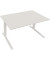 Sitz-Steh-Schreibtisch All in One, elektrisch höhenverstellbar, 64,5-127,5cm (H), 140x90cm (BxT), rechteckig, weiß / weiß