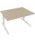 Sitz-Steh-Schreibtisch All in One, elektrisch höhenverstellbar, 64,5-127,5cm (H), 140x90cm (BxT), rechteckig, eiche natur / weiß