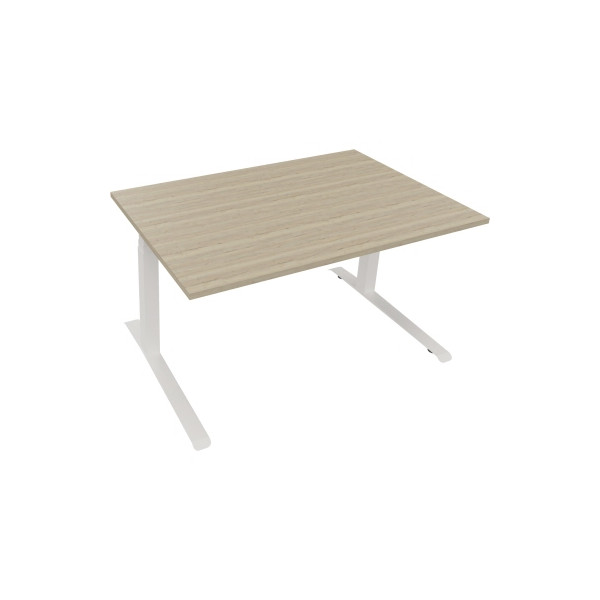 4003969083707 - Sitz-Steh-Schreibtisch All in One elektrisch höhenverstellbar 645-1275cm (H) 140x90cm (BxT) rechteckig eiche natur   weiß