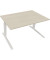 Sitz-Steh-Schreibtisch All in One, elektrisch höhenverstellbar, 64,5-127,5cm (H), 140x90cm (BxT), rechteckig, akazie hell / weiß