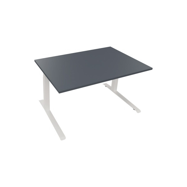 4003969083769 - Sitz-Steh-Schreibtisch All in One elektrisch höhenverstellbar 645-1275cm (H) 140x90cm (BxT) rechteckig lavagrau   weiß 40
