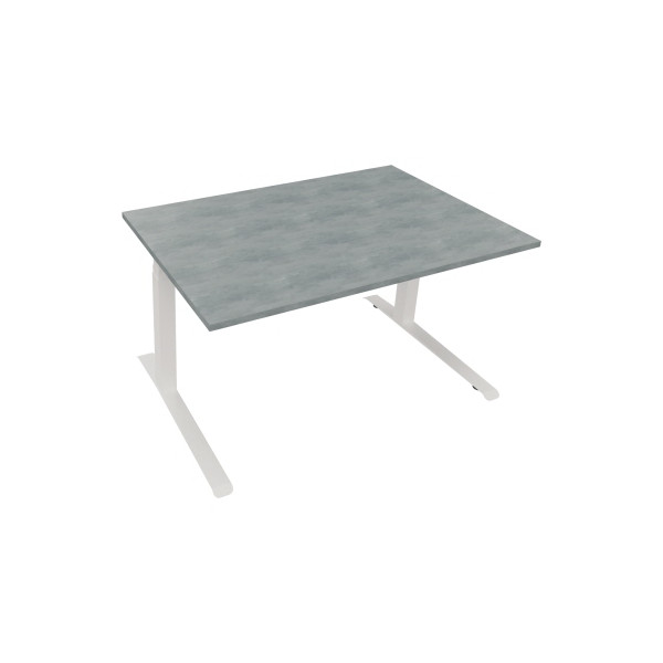 4003969083745 - Sitz-Steh-Schreibtisch All in One elektrisch höhenverstellbar 645-1275cm (H) 140x90cm (BxT) rechteckig beton hell   weiß 