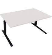 Sitz-Steh-Schreibtisch All in One, elektrisch höhenverstellbar, 64,5-127,5cm (H), 160x90cm (BxT), rechteckig, weiß / anthrazit m