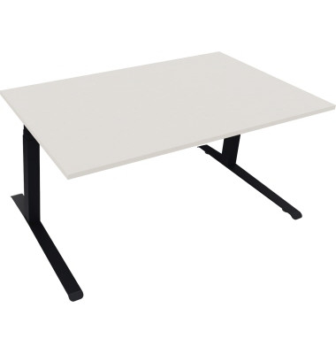 Sitz-Steh-Schreibtisch All in One, elektrisch h&ouml;henverstellbar, 64,5-127,5cm (H), 160x90cm (BxT), rechteckig, wei&szlig; / anthrazit m
