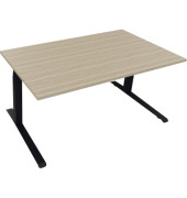 Sitz-Steh-Schreibtisch All in One, elektrisch höhenverstellbar, 64,5-127,5cm (H), 160x90cm (BxT), rechteckig, eiche natur / anth