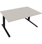 Sitz-Steh-Schreibtisch All in One, elektrisch höhenverstellbar, 64,5-127,5cm (H), 160x90cm (BxT), rechteckig, lichtgrau / anthra