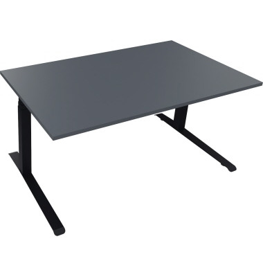 Sitz-Steh-Schreibtisch All in One, elektrisch h&ouml;henverstellbar, 64,5-127,5cm (H), 160x90cm (BxT), rechteckig, lavagrau / anthraz