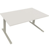 Sitz-Steh-Schreibtisch All in One, elektrisch höhenverstellbar, 64,5-127,5cm (H), 160x90cm (BxT), rechteckig, weiß / silberalumi