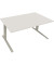 Sitz-Steh-Schreibtisch All in One, elektrisch höhenverstellbar, 64,5-127,5cm (H), 160x90cm (BxT), rechteckig, weiß / silberalumi