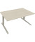 Sitz-Steh-Schreibtisch All in One, elektrisch höhenverstellbar, 64,5-127,5cm (H), 160x90cm (BxT), rechteckig, akazie hell / silb