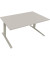 Sitz-Steh-Schreibtisch All in One, elektrisch höhenverstellbar, 64,5-127,5cm (H), 160x90cm (BxT), rechteckig, lichtgrau / silber
