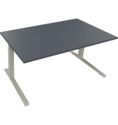 Sitz-Steh-Schreibtisch All in One, elektrisch höhenverstellbar, 64,5-127,5cm (H), 160x90cm (BxT), rechteckig, lavagrau / silbera