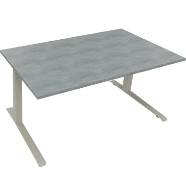 Sitz-Steh-Schreibtisch All in One, elektrisch höhenverstellbar, 64,5-127,5cm (H), 160x90cm (BxT), rechteckig, beton hell / silbe Sitz-Steh-Schreibtisch All in One, elektrisch höhenverstellbar, 64,5-127,5cm (H), 160x90cm (BxT), rechteckig, beton hell / silbe