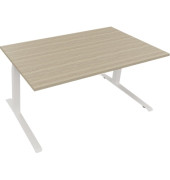 Sitz-Steh-Schreibtisch All in One, elektrisch höhenverstellbar, 64,5-127,5cm (H), 160x90cm (BxT), rechteckig, eiche natur / weiß