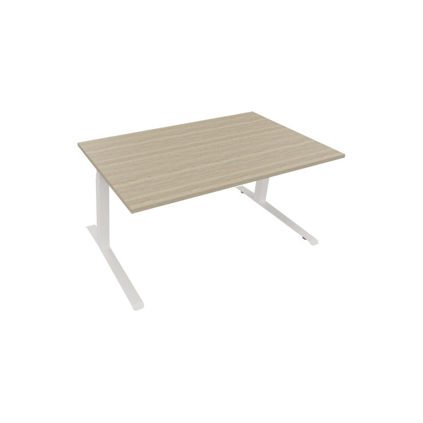 4003969085817 - Sitz-Steh-Schreibtisch All in One elektrisch höhenverstellbar 645-1275cm (H) 160x90cm (BxT) rechteckig eiche natur   weiß