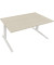 Sitz-Steh-Schreibtisch All in One, elektrisch höhenverstellbar, 64,5-127,5cm (H), 160x90cm (BxT), rechteckig, akazie hell / weiß
