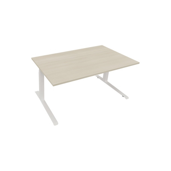 4003969085770 - Sitz-Steh-Schreibtisch All in One elektrisch höhenverstellbar 645-1275cm (H) 160x90cm (BxT) rechteckig akazie hell   weiß